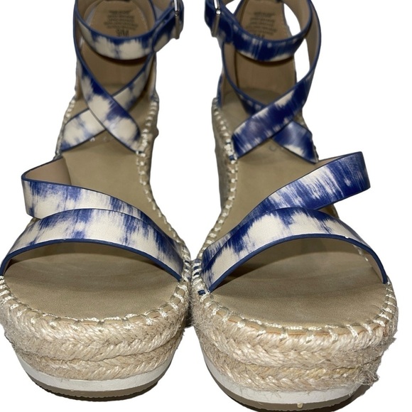 Coconuts by Matisse Women's Sandals Size 9M Blue/White Ankle Buckle Espadrille - Picture 3 of 12